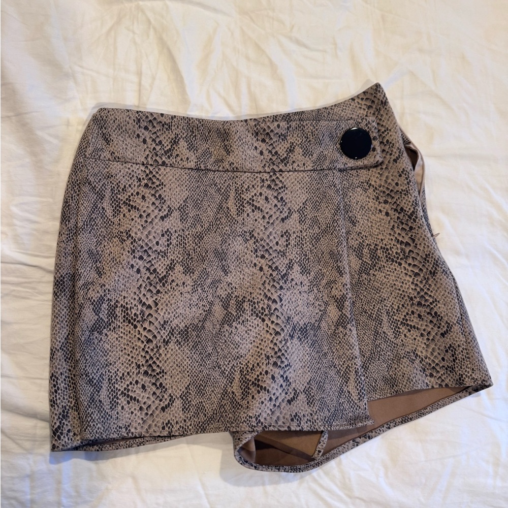 Zara Basic Snake Print Skort - image 2